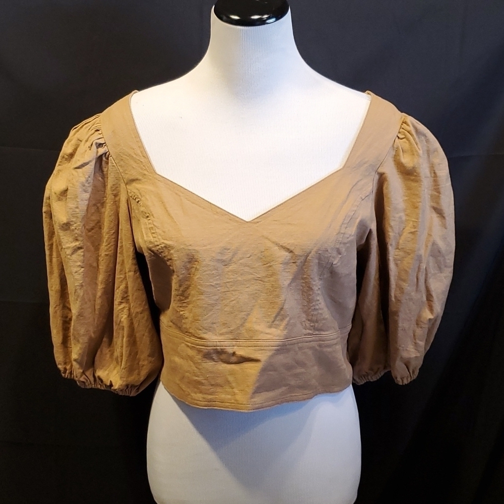 Express Linen Peasant Blouse SZ LG